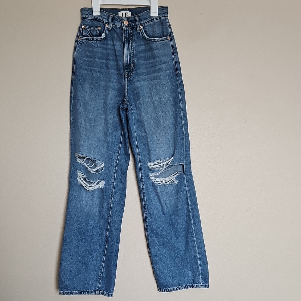 Lovers + Friends Lennon High Waist Ripped Wide Leg Jeans